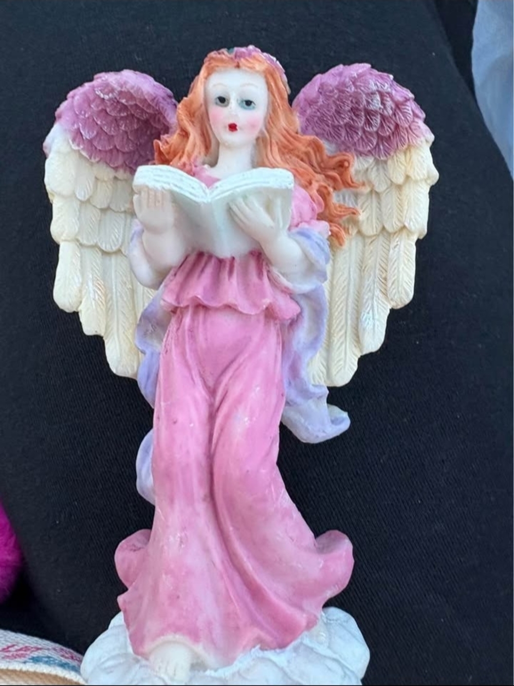 Angel Figurine Decor Set in Pink & White